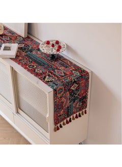 Generic Nordic jacquard table runner holiday decoration table runner with tassels red 33*180cm  - Image 5