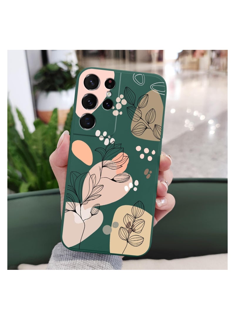 for Samsung S21 Ultra Case, for Samsung Galaxy S21 Ultra Case Butterfly Floral Astronauts Creative Sides Phone Cover Fashionablee Designs Soft Silicone Slim S21 Ultra Phone Case-Morandi Green - Image 2
