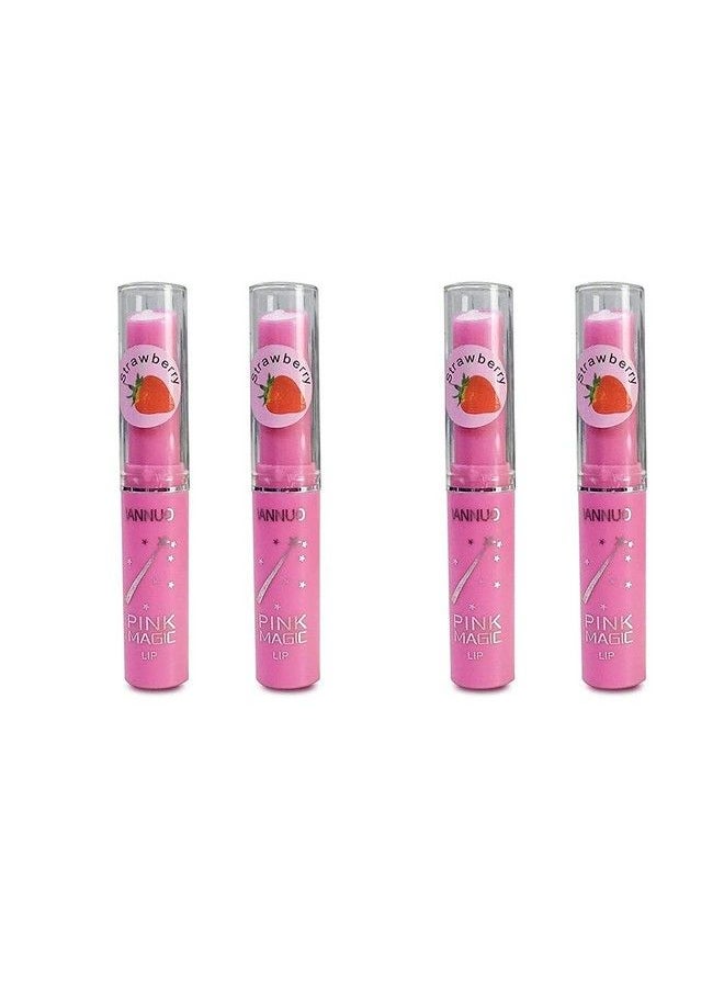 MK - 4 قطع من مرطب الشفاه Pink Magic Lip Winter للعناية بالشفاه مع فيتامين C (كما في الصورة) عبوة من 4 قطع - Image 1