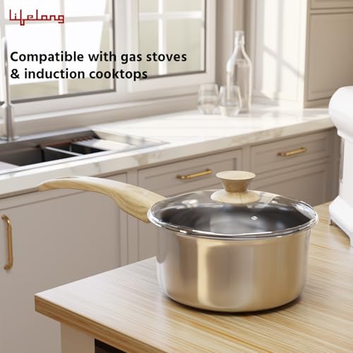 Lifelong TriPly 16 cm Sauce Pan for Cooking, 1.5 litres Sauce Pan with Glass Lid, Stainless Steel with Soft Touch Handle, Induction Bottom and Gas Stove Cookware - (Silver, LLTPSP20) - Image 4