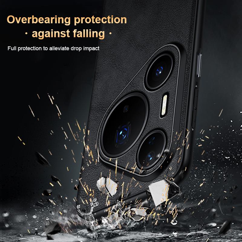 SULADA For Huawei Pura 80 5G Shockproof Tpu Hybrid Handmade Leather Precise Hole Phone Case(Black) - Image 5