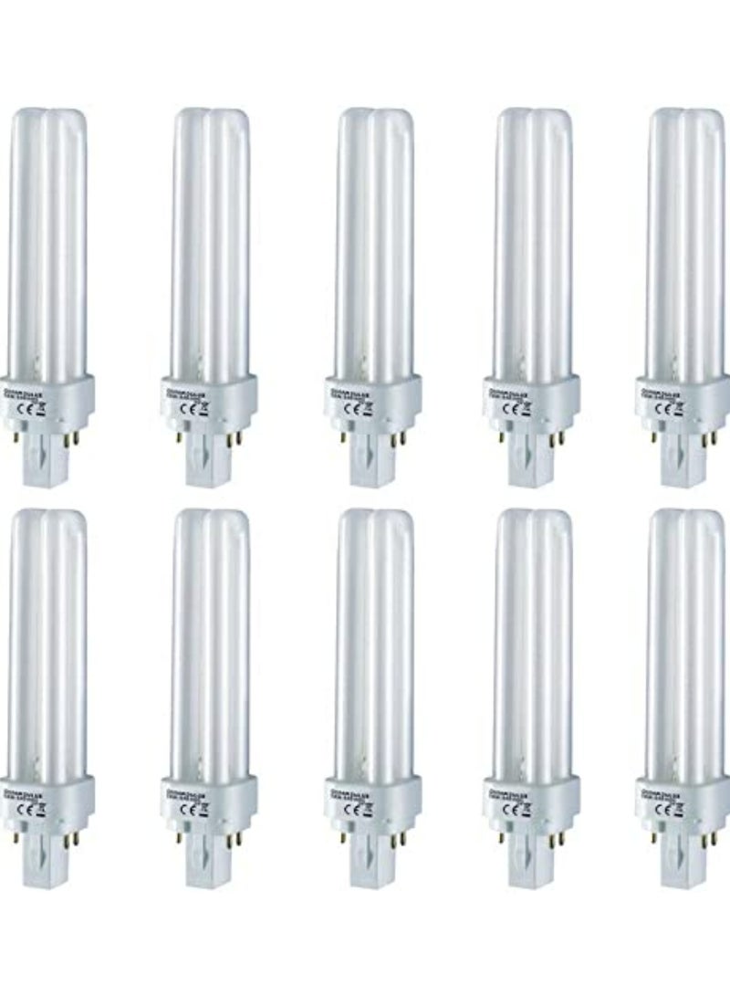 OSRAM DULUX-DE 18W Compact Fluorescent lamp Bulb WARM WHITE G24q-2 4PIN - Pack of 10 - Image 2
