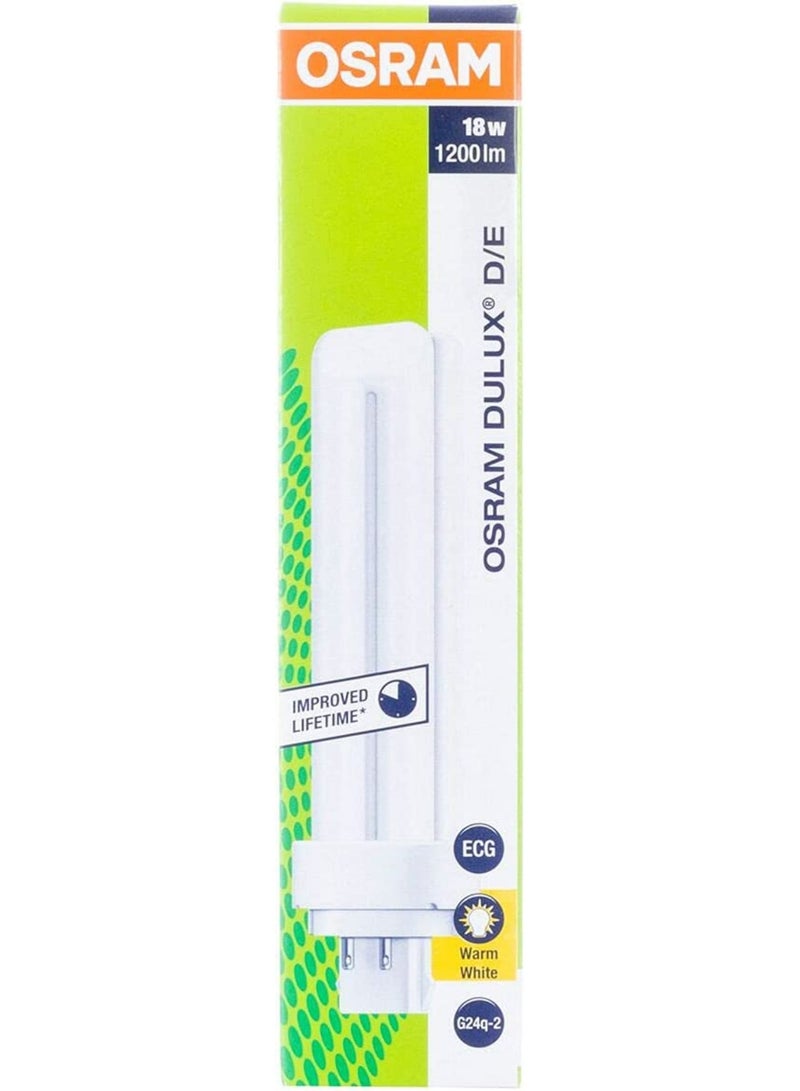 OSRAM DULUX-DE 18W Compact Fluorescent lamp Bulb WARM WHITE G24q-2 4PIN - Pack of 10 - Image 1