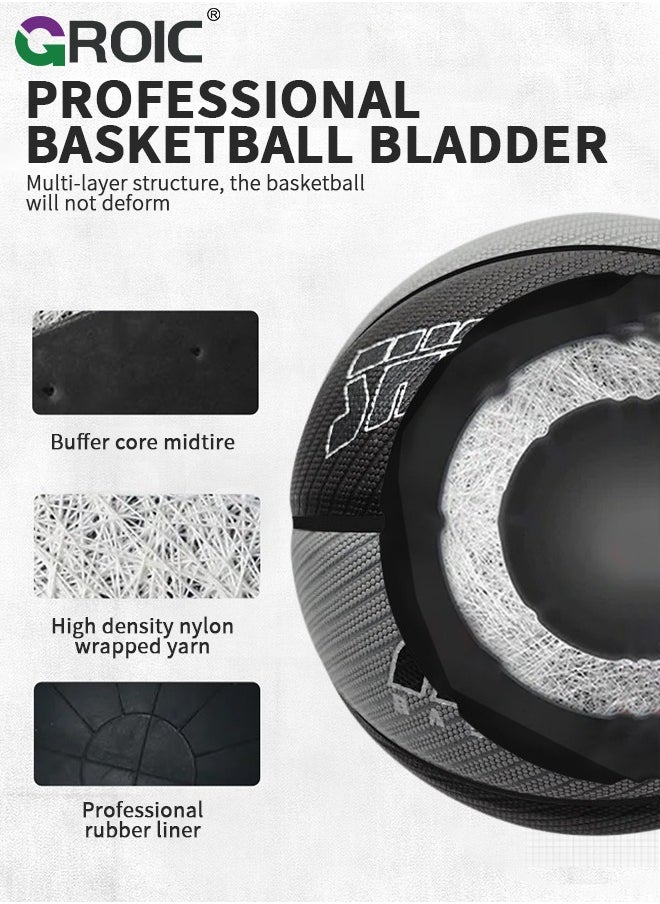 GROIC Basketball Size 7 (29.5 inches), Performance Composite Leather Basketball with Textured, Official Regulation Size 7 Perfect for Indoor Outdoor Court Training & Play Games with Pump Included  - Image 4
