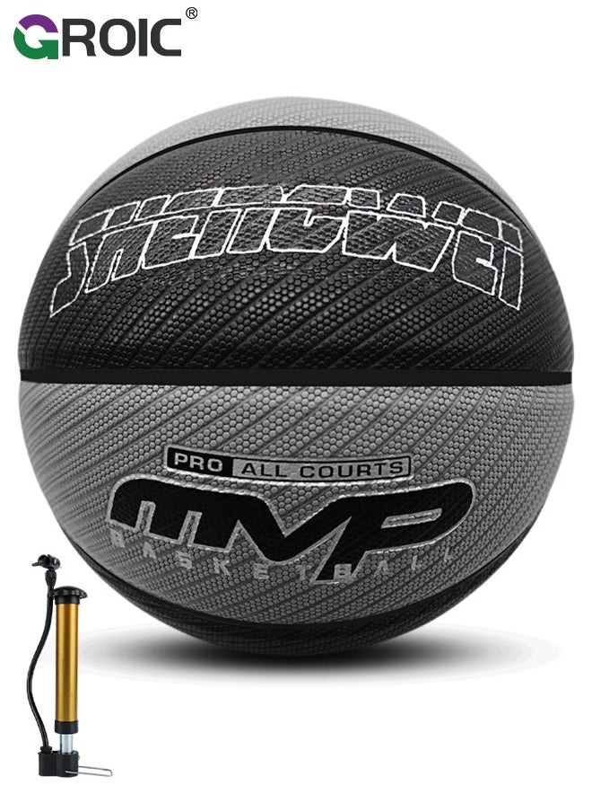GROIC Basketball Size 7 (29.5 inches), Performance Composite Leather Basketball with Textured, Official Regulation Size 7 Perfect for Indoor Outdoor Court Training & Play Games with Pump Included  - Image 1