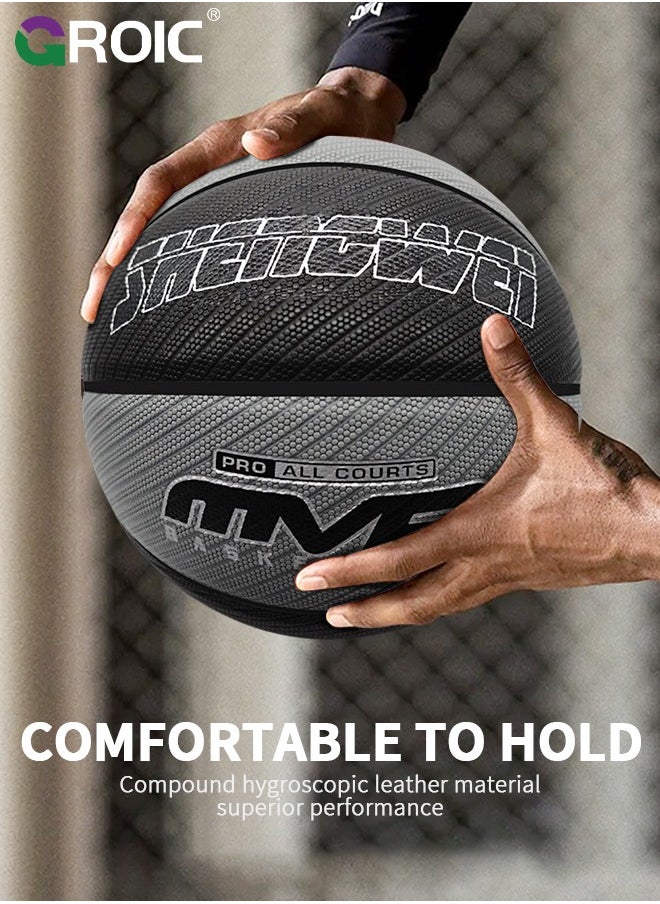 GROIC Basketball Size 7 (29.5 inches), Performance Composite Leather Basketball with Textured, Official Regulation Size 7 Perfect for Indoor Outdoor Court Training & Play Games with Pump Included  - Image 5