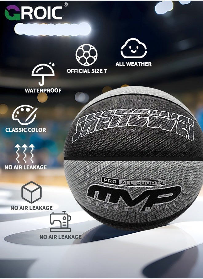 GROIC Basketball Size 7 (29.5 inches), Performance Composite Leather Basketball with Textured, Official Regulation Size 7 Perfect for Indoor Outdoor Court Training & Play Games with Pump Included  - Image 2