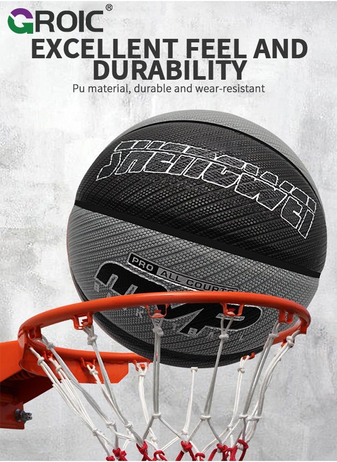 GROIC Basketball Size 7 (29.5 inches), Performance Composite Leather Basketball with Textured, Official Regulation Size 7 Perfect for Indoor Outdoor Court Training & Play Games with Pump Included  - Image 3