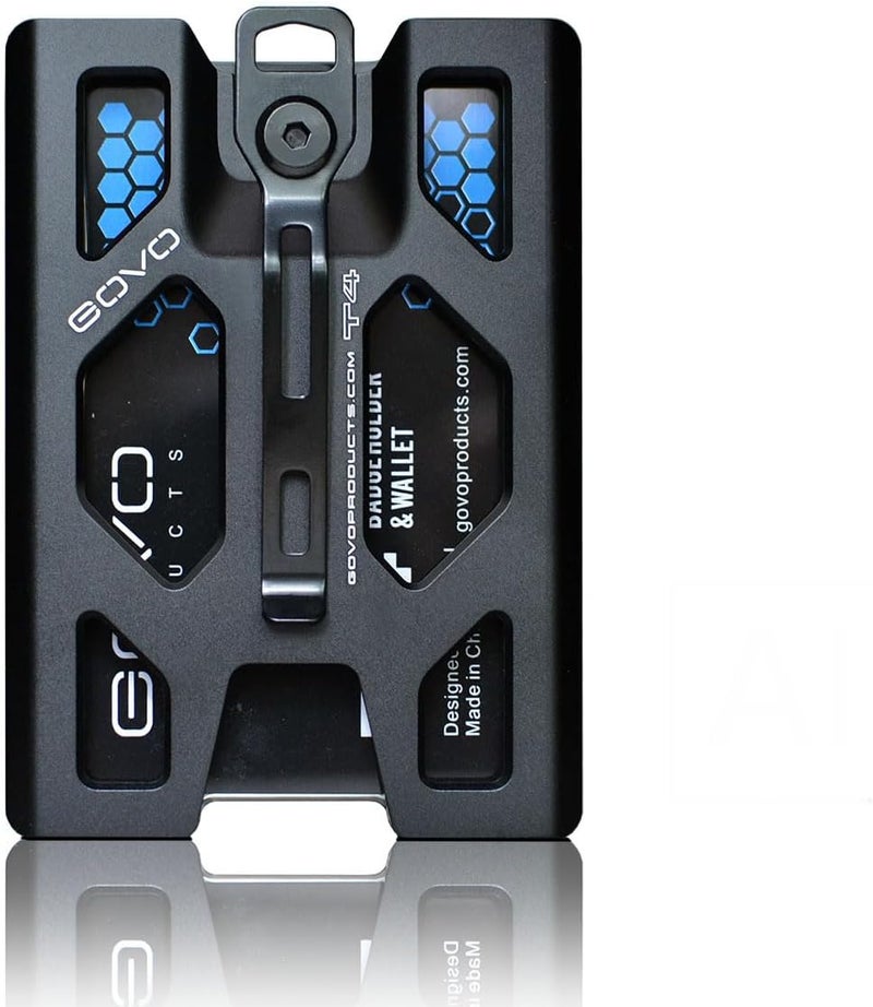GOVO Aluminum Badge Holder/Wallet_ Durable ID Card Holder with Metal Clip and 4 Cards Slot (Black) - Image 1