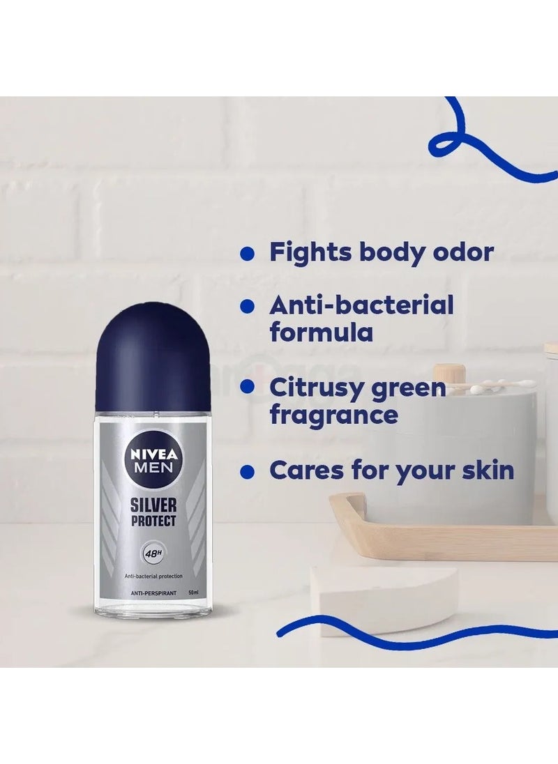 Nivea Antiperspirant For Men Roll on Silver Protect 50 ML