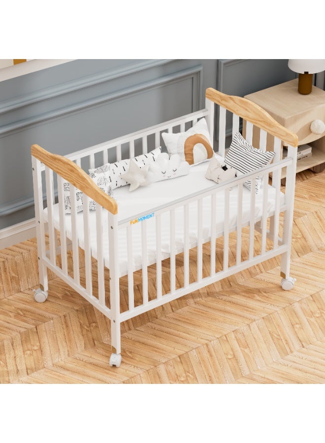 FUN MOMENT Wooden Baby Bed with mosquito net 100 X 60 CM - Image 1