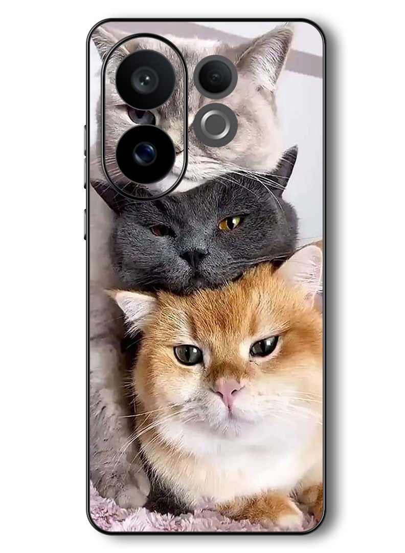 Theodor Case Compatible with Vivo V60 6.77 Inch Protection Shockproof Bumper Cover Cats - Image 1