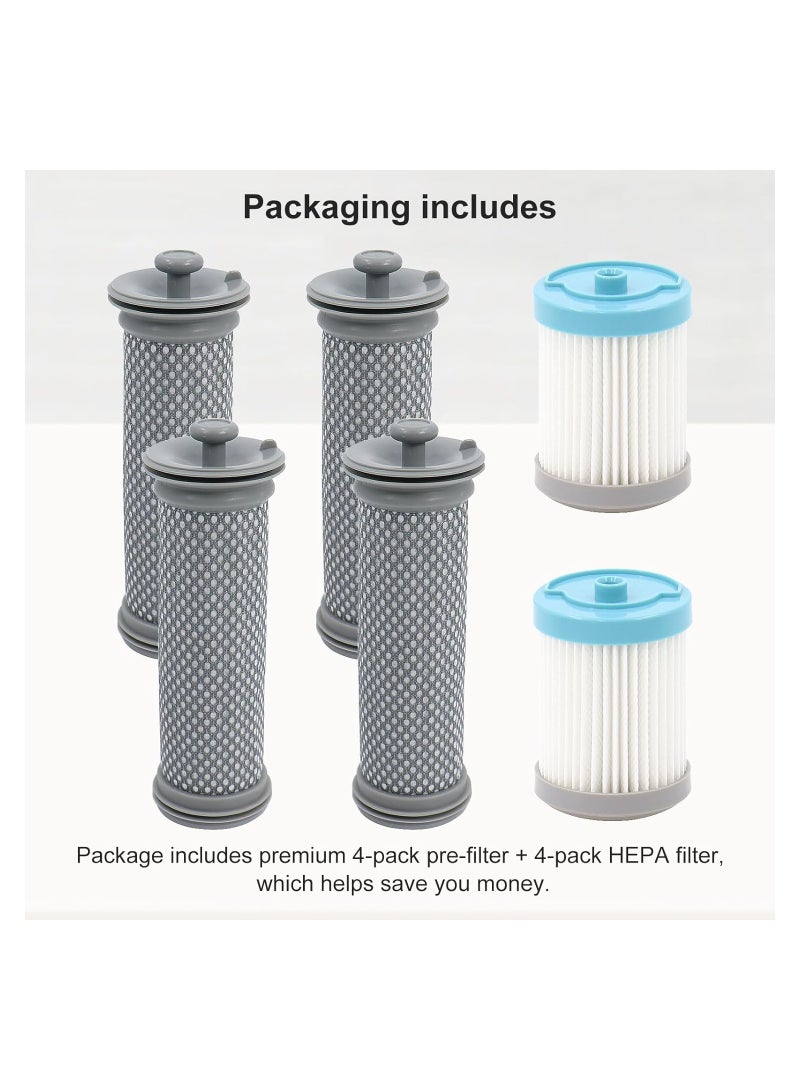 SYOSI طقم استبدال فلتر مكنسة كهربائية لاسلكية لتينكو A10/ A11 هيرو A10/A11 ماستر و PURE ONE S11 لمكنسة كهربائية لاسلكية PWRHERO11 سناب 4 فلاتر مسبقة 2 فلتر HEPA - Image 4