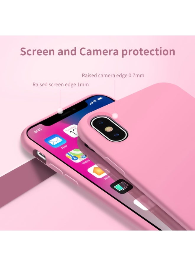 Compatible with iPhone Xs Max Case 6.5 Inch Slim Liquid Silicone 4 Layers Soft Gel Rubber Shockproof Protective Phone Case with Anti Scratch Microfiber Lining (Rose Pink) - Image 2