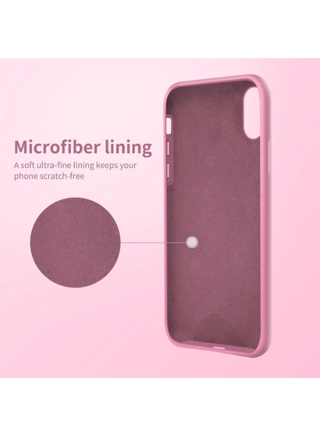 Compatible with iPhone Xs Max Case 6.5 Inch Slim Liquid Silicone 4 Layers Soft Gel Rubber Shockproof Protective Phone Case with Anti Scratch Microfiber Lining (Rose Pink) - Image 4
