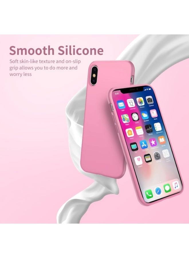 Compatible with iPhone Xs Max Case 6.5 Inch Slim Liquid Silicone 4 Layers Soft Gel Rubber Shockproof Protective Phone Case with Anti Scratch Microfiber Lining (Rose Pink) - Image 5