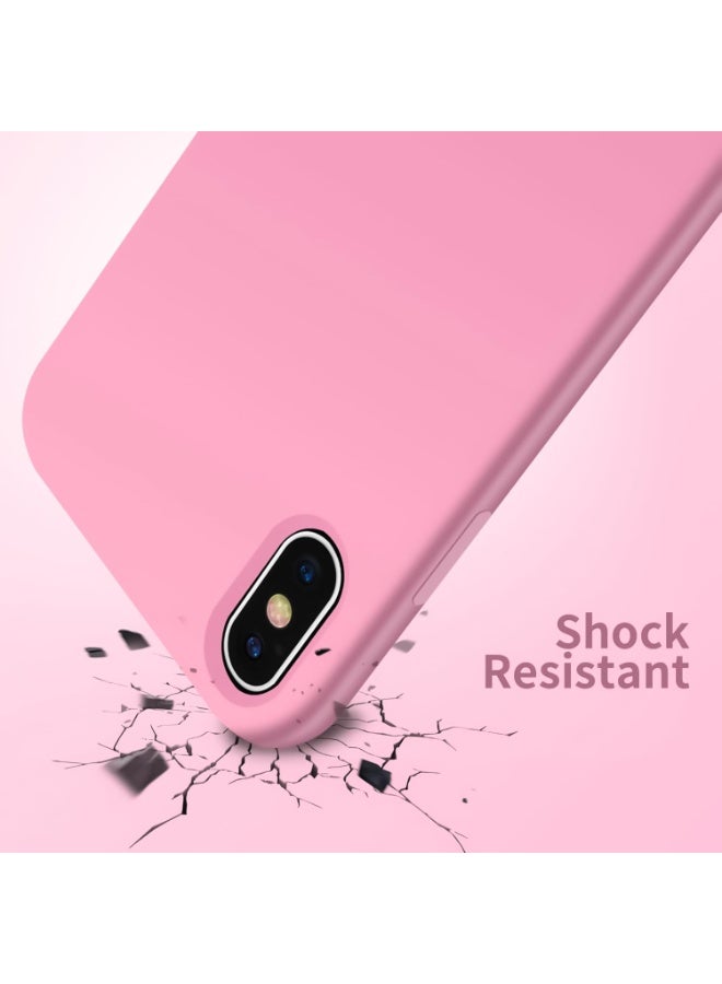 Compatible with iPhone Xs Max Case 6.5 Inch Slim Liquid Silicone 4 Layers Soft Gel Rubber Shockproof Protective Phone Case with Anti Scratch Microfiber Lining (Rose Pink) - Image 3