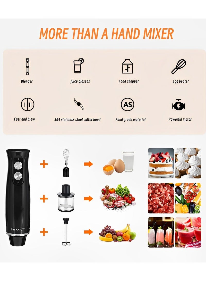 sokany 4 in 1 Electric Hand Blender Set， 500W ，Black - Image 3