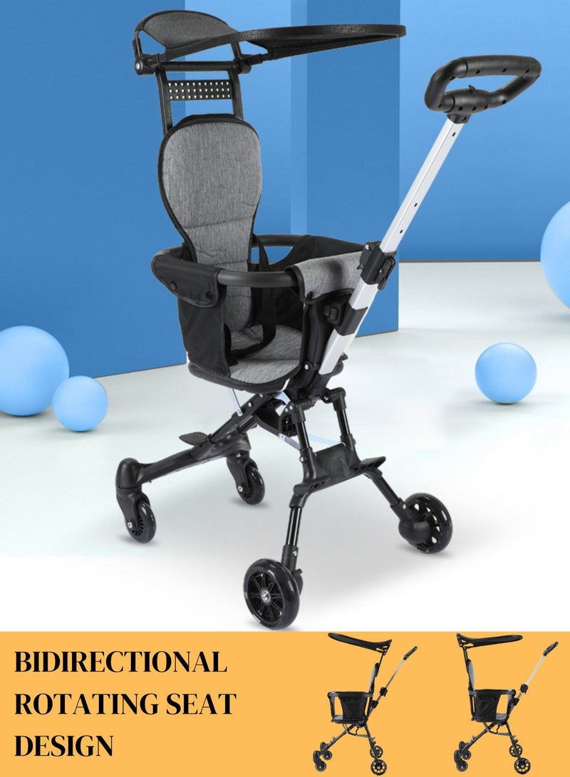 GoldenLike  عربة طفل ، عربة أطفال ، عربة السفر المحمولة مع مظلة ، مسند الظهر ، محمولة قابلة للطي عربة المطار المدمجة ، تنطبق على التسوق ، والمشي ، والسفر ، 1-3 سنوات من العمر ، أسود - Image 3