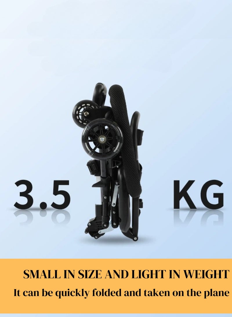 GoldenLike  عربة طفل ، عربة أطفال ، عربة السفر المحمولة مع مظلة ، مسند الظهر ، محمولة قابلة للطي عربة المطار المدمجة ، تنطبق على التسوق ، والمشي ، والسفر ، 1-3 سنوات من العمر ، أسود - Image 5