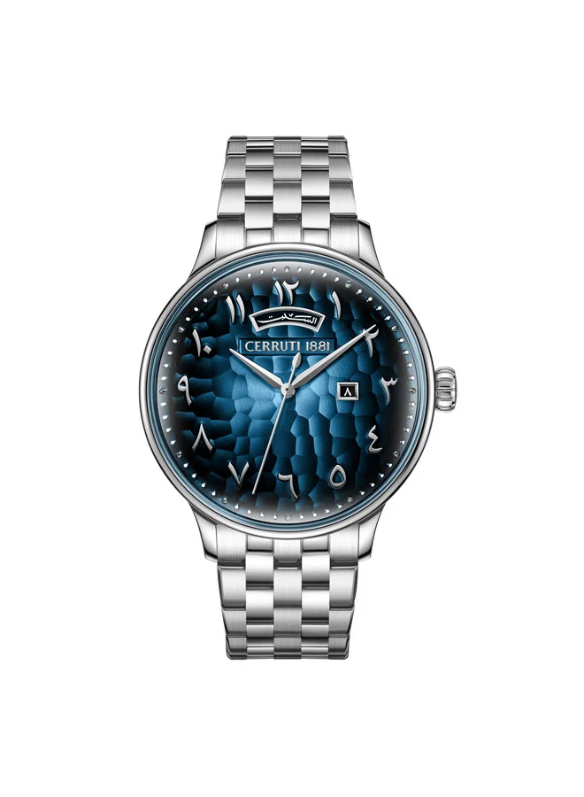 شيروتي 1881 Dervio Dark Blue Dial, Stainless Steel Bracelet, Analog Watch for Men, 42mm