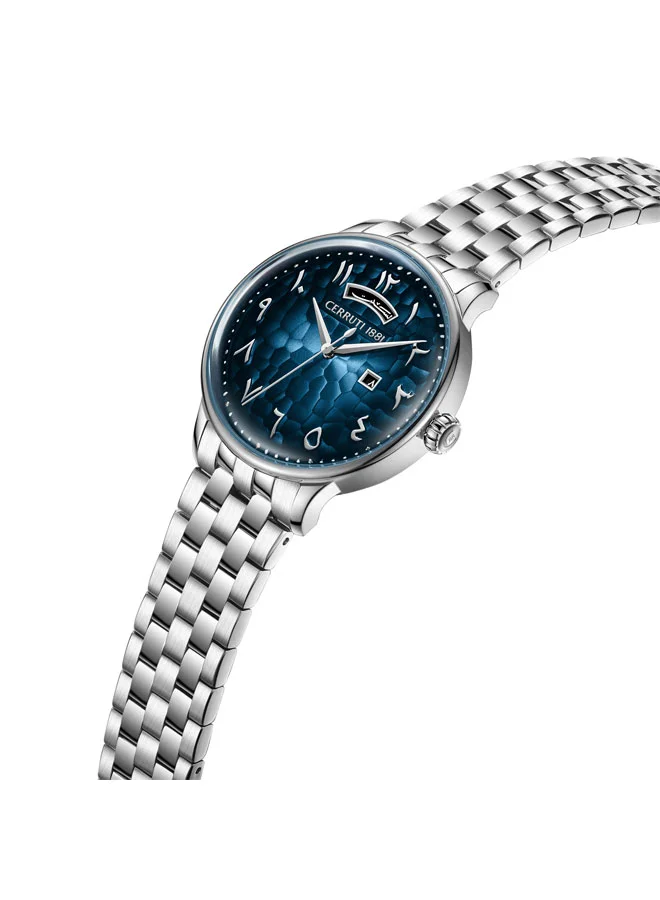 شيروتي 1881 Dervio Dark Blue Dial, Stainless Steel Bracelet, Analog Watch for Men, 42mm