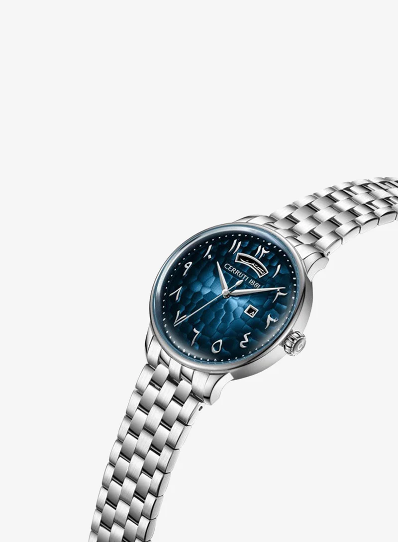 شيروتي 1881 Dervio Dark Blue Dial, Stainless Steel Bracelet, Analog Watch for Men, 42mm
