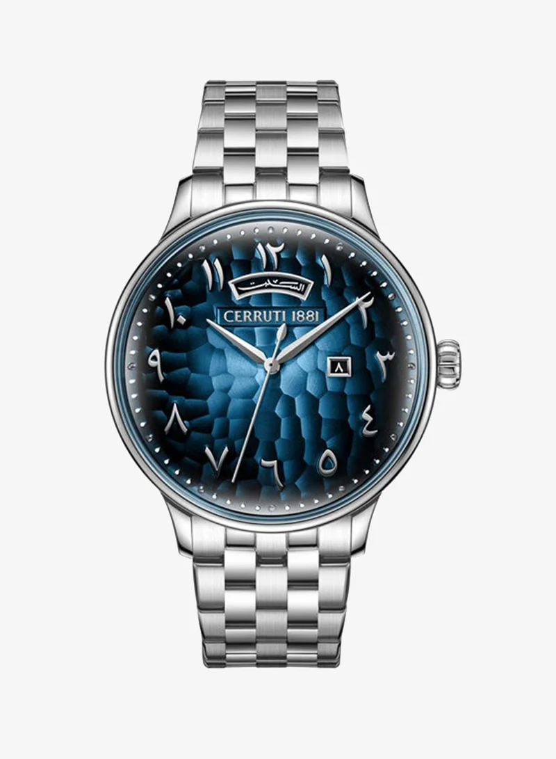شيروتي 1881 Dervio Dark Blue Dial, Stainless Steel Bracelet, Analog Watch for Men, 42mm