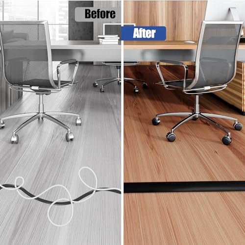 DBHXXMB-HH Floor Cord Cover Self Adhesive Cord Hider,10FT Cable Management, Extension Strip Protector for Wires, Prevent Cable Trips for Offices, Gyms, Exhibitions Cavity:0.39"(W) x 0.27"(H) Black - Image 5