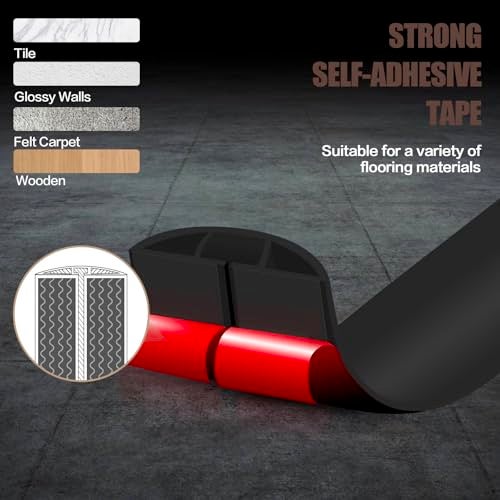DBHXXMB-HH Floor Cord Cover Self Adhesive Cord Hider,10FT Cable Management, Extension Strip Protector for Wires, Prevent Cable Trips for Offices, Gyms, Exhibitions Cavity:0.39"(W) x 0.27"(H) Black - Image 4
