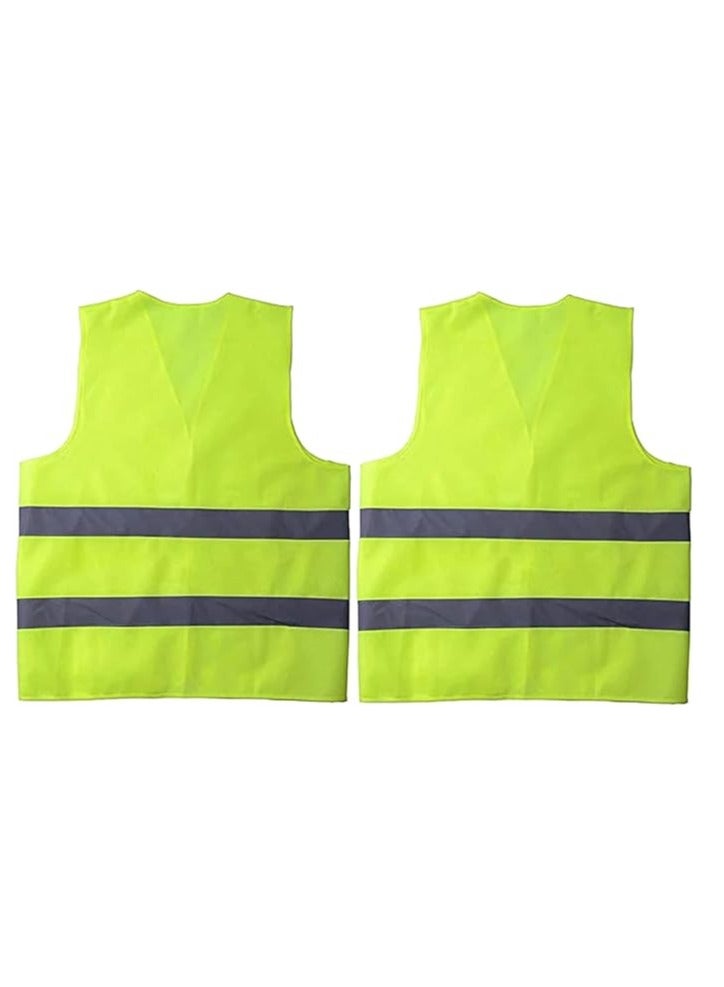 ECVV ECVV 2PCS Reflective Vest Working Clothes High Visibility Day Night Warning Safety Vest Traffic Construction Safety Clothing (green) - Image 1