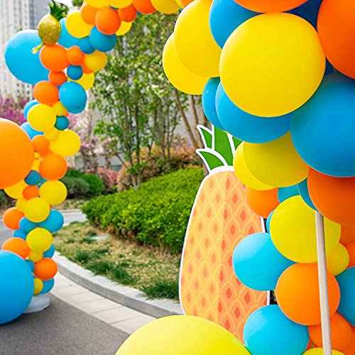 LAZYBEEE DIY Party Balloon Garland Kit,129 Pcs Yellow Orange and Blue Balloon Arch Kit for Wedding Birthday Graduation Anniversary Bachelorette Party Party Background Decorations - Image 3