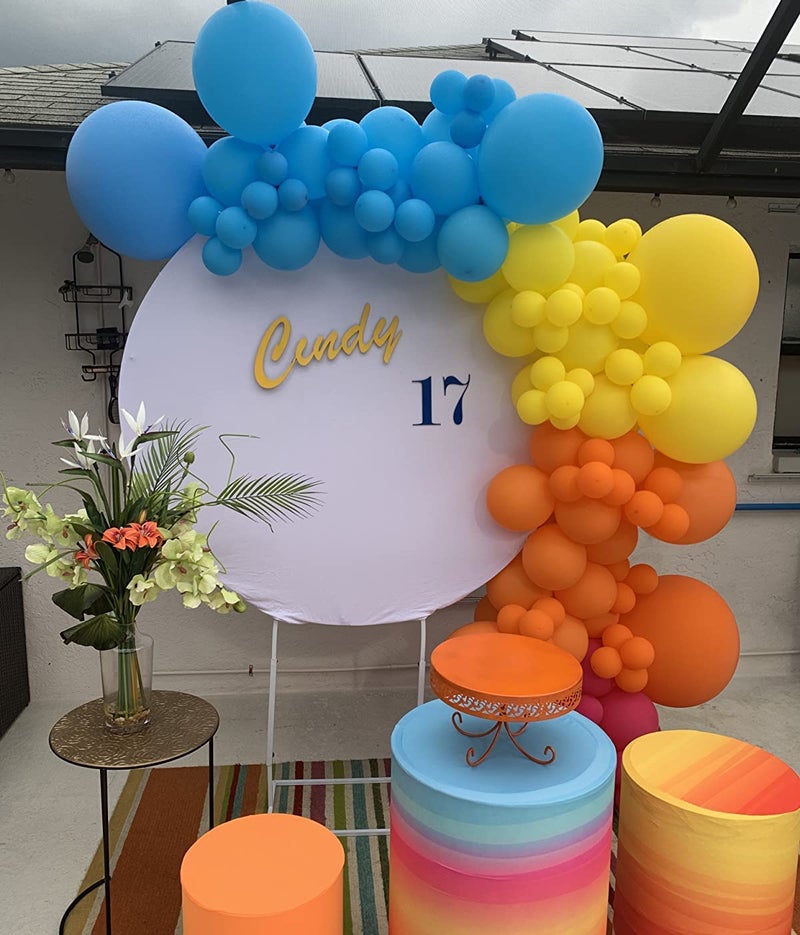 LAZYBEEE DIY Party Balloon Garland Kit,129 Pcs Yellow Orange and Blue Balloon Arch Kit for Wedding Birthday Graduation Anniversary Bachelorette Party Party Background Decorations - Image 4
