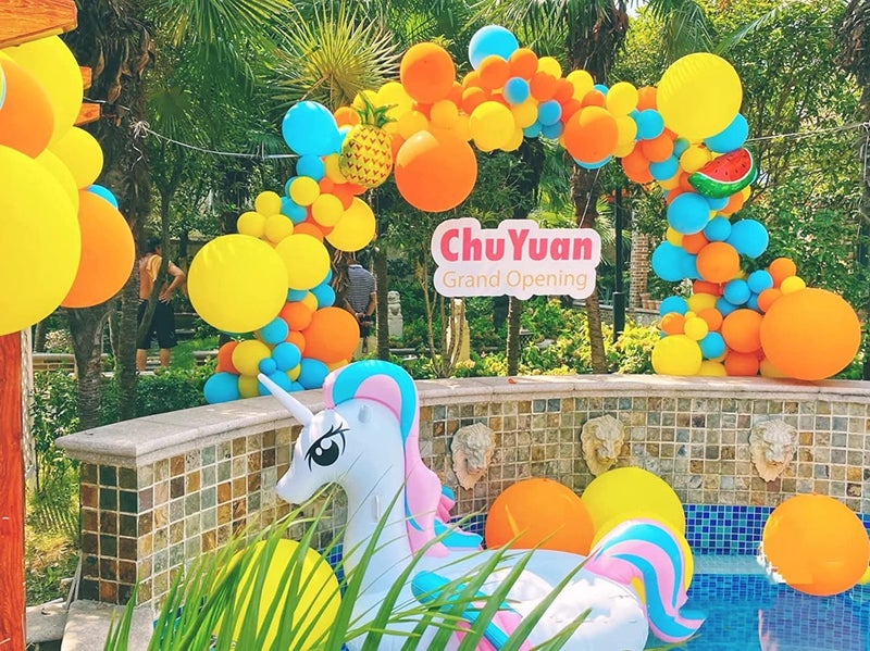 LAZYBEEE DIY Party Balloon Garland Kit,129 Pcs Yellow Orange and Blue Balloon Arch Kit for Wedding Birthday Graduation Anniversary Bachelorette Party Party Background Decorations - Image 5
