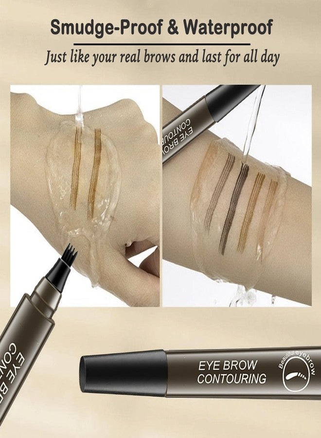 TRYV Waterproof Eyebrow Pen - Long Lasting, Sweat-Proof 4 Point for Eyeliner & Microblading - Suitable for All Skin Types, Ideal for Summer & Outdoor Travel (BROWN) - Image 4