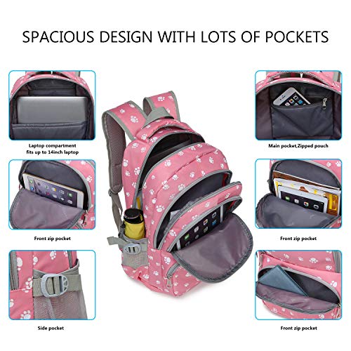 goldwheat 3Pcs Dog Paw Printed Backpack Set With Lunch-Bag For Girls Elementary Students Bookbag School-bag - Image 3