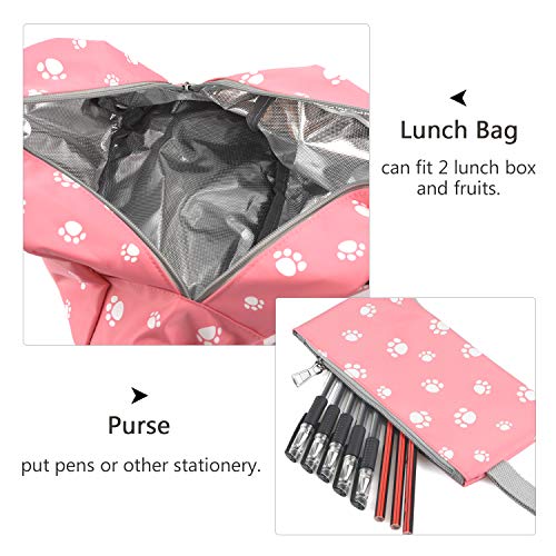 goldwheat 3Pcs Dog Paw Printed Backpack Set With Lunch-Bag For Girls Elementary Students Bookbag School-bag - Image 5