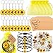 Tuanse 130 Pcs Sunflower Party Favors Including Sunflower Keychains Adjustable Bracelets PVC Stickers Thank You Kraft Tags Organza Bags for Summer Birthday Party Decoration Gift Wedding Reward - Image 3