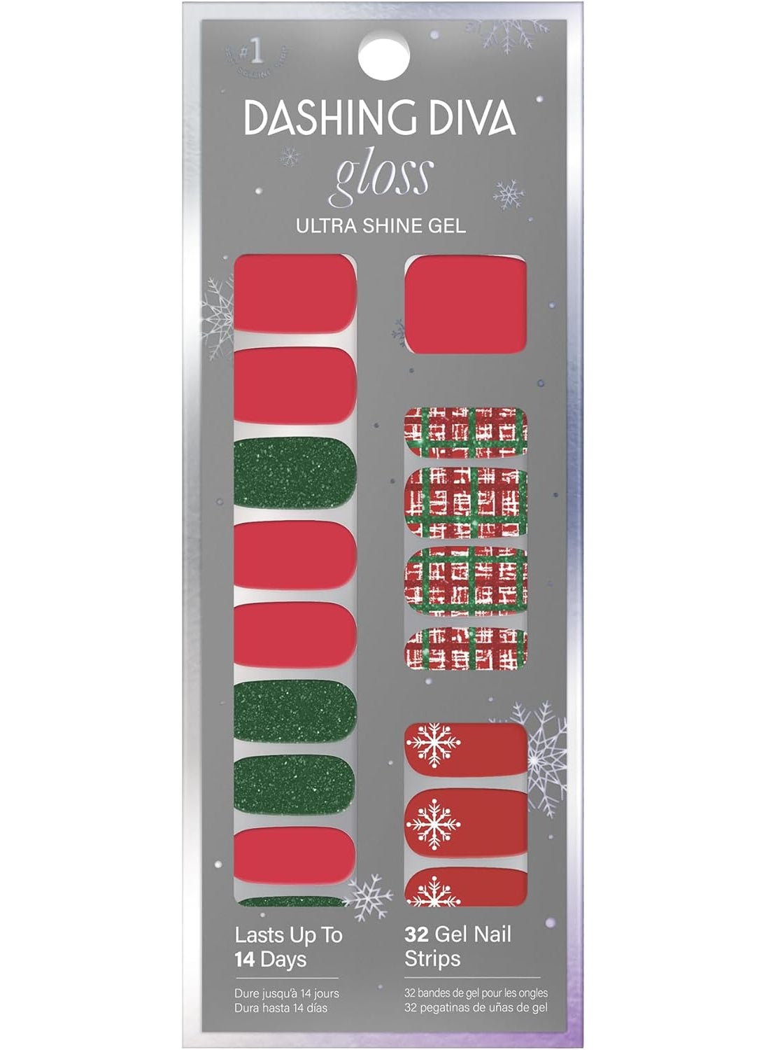 DASHING DIVA Dashing Diva Gloss Nail Strips - Dad Plaid | UV Free, Chip Resistant, Long Lasting Gel Nail Stickers | Contains 32 Nail Wraps, 1 Prep Pad, 1 Nail File 