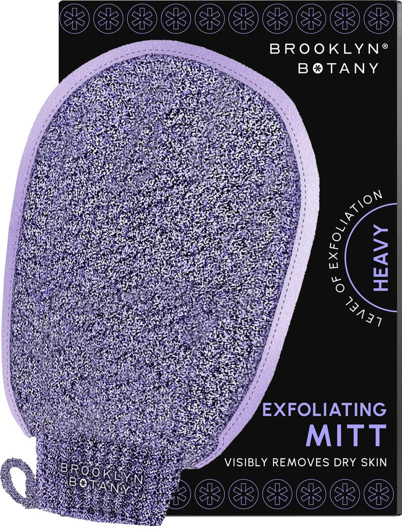 Brooklyn Botany Exfoliating Mitt for Bath and Shower Heavy Duty Exfoliating Body Scrubber for Massage and Dead Skin Remover for Body 1 Mitt