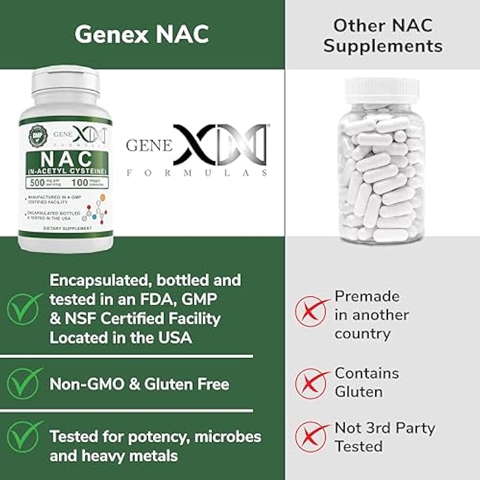 Genex Formulas NAC 500mg (100 Capsules) N-Acetyl Cysteine, Supports Liver Health - Non-GMO, Gluten Free, Vegan (3 Month Supply) - Image 5