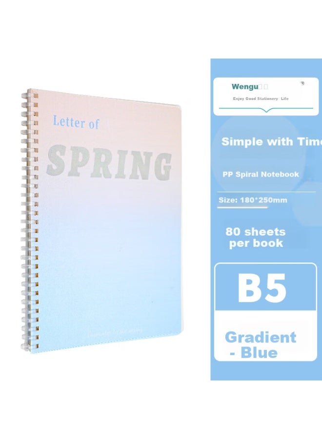Wengu B5/80 Sheets Non-stick Gradual Change Color Spiral Notebook High Value Exquisite Advanced Feeling Postgraduate Entrance Examination Notebook Student High Value Stationery Sxq-010 (b5) Blue - Image 1