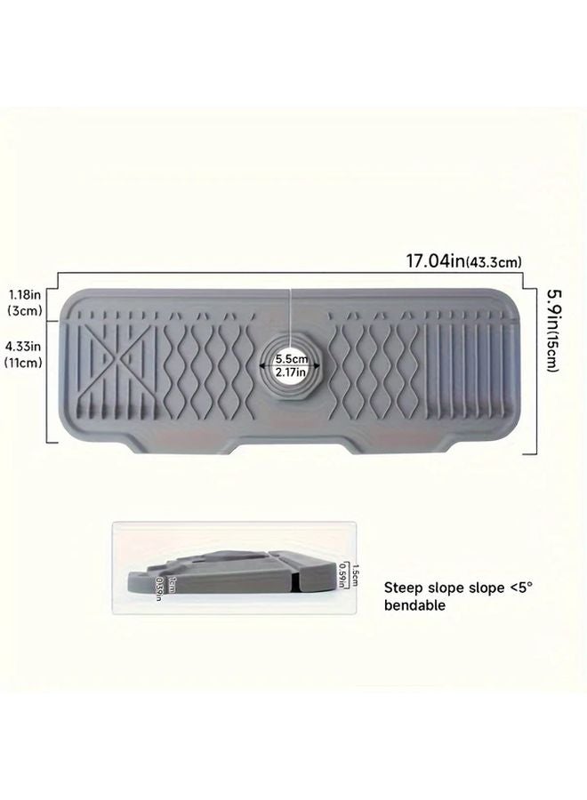 Beige Anti Slip Silicone Faucet Splash Guard Mat With Foldable Edge Easy Clean - Image 4