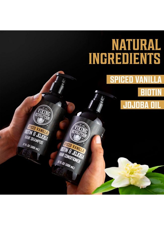 Viking Revolution Spiced Vanilla Mens Shampoo And Conditioner Set With Biotin And Jojoba Oil Natural Hair Shampoo And Hair Conditioner For Men With Vitamin B5 Mens Shampoo For Thinning Hair (17Oz)  - Image 4