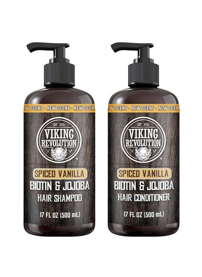 Viking Revolution Spiced Vanilla Mens Shampoo And Conditioner Set With Biotin And Jojoba Oil Natural Hair Shampoo And Hair Conditioner For Men With Vitamin B5 Mens Shampoo For Thinning Hair (17Oz)  - Image 1