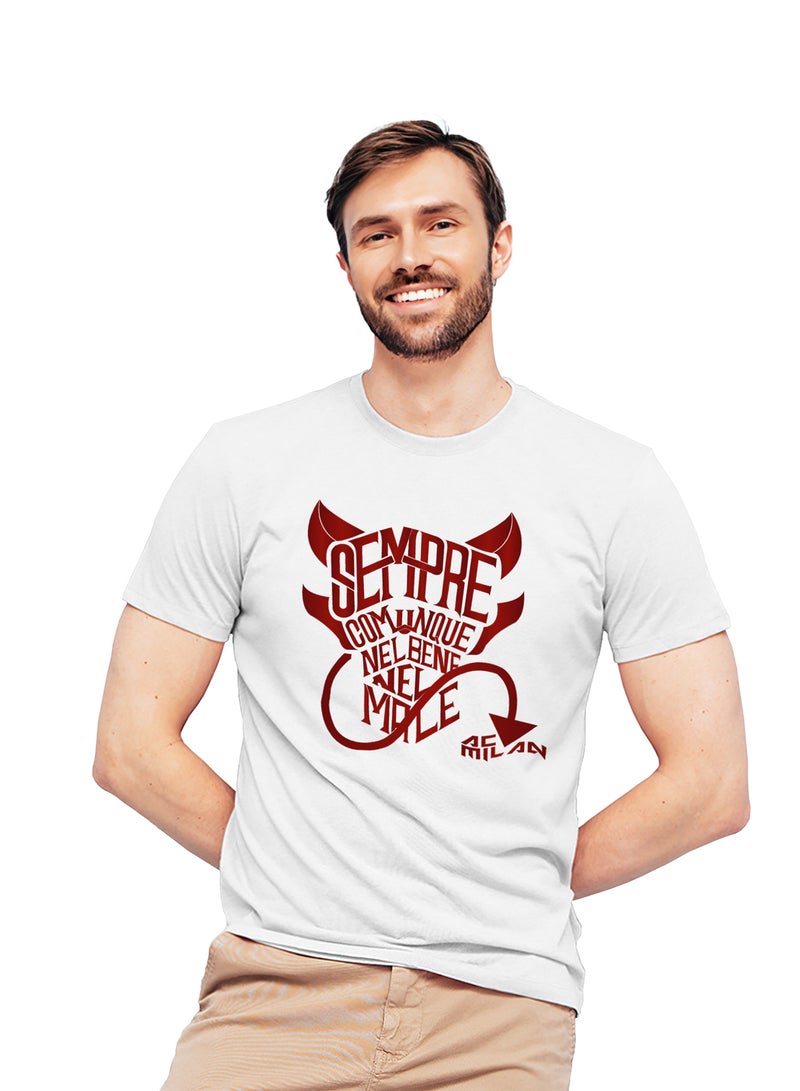 Fashion World Cotton T-shirt Printed with High-quality AC Milan club logo