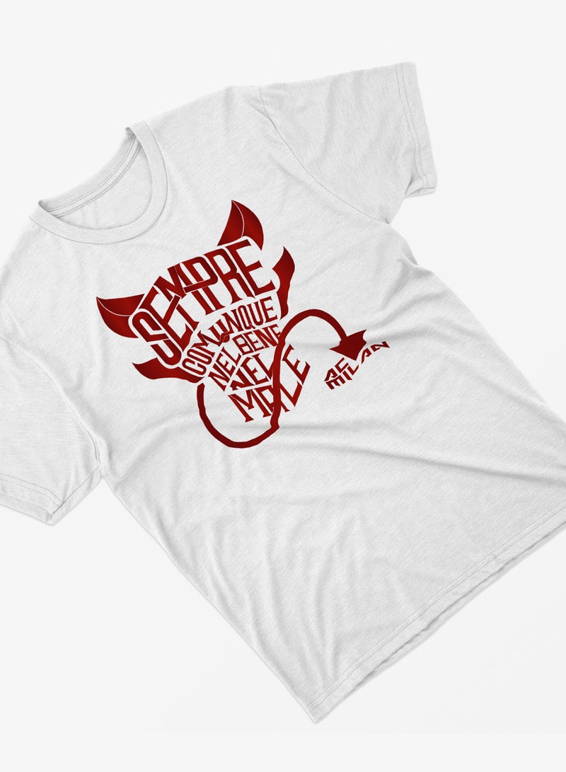 Fashion World Cotton T-shirt Printed with High-quality AC Milan club logo