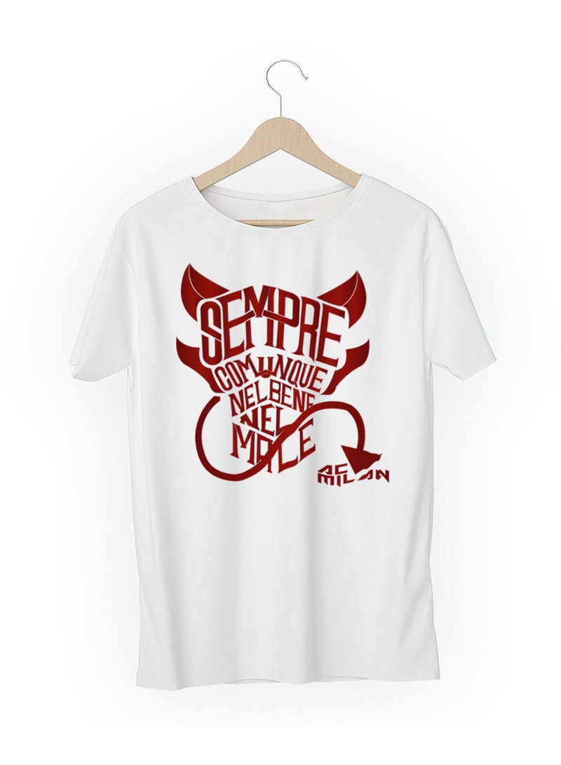 Fashion World Cotton T-shirt Printed with High-quality AC Milan club logo