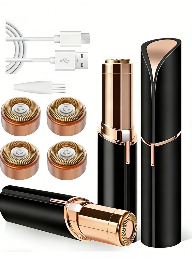 بينكو جهاز إزالة الشعر والحلاقة للمرأة - منتجات إزالة الشعر مع بطارية قابلة لإعادة الشحن ، 4 رؤوس قابلة للاستبدال الكهربائية ، ضوء LED ، للوجه والذراعين والساقين والذراعين ، وحلاقة كهربائية غير مؤلمة للمرأة ، والأسود المحمول - Image 1