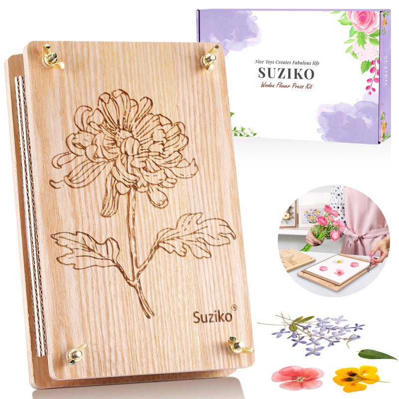 Suziko Large Flower Press Kit 10.8 x 6.9 inch for Adults Kids, Flower and Plant Preservation Kit, Arts and Crafts for Adults Leaf Press, Great Gift for Lovers - Image 1